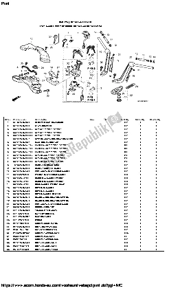 All parts for the Handle Pipe & Top Bridge Partslist@001 of the Honda GL 1800A 2005