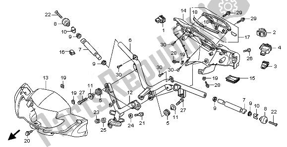 All parts for the Handle Pipe & Handle Cover & Switch of the Honda ANF 125 2008