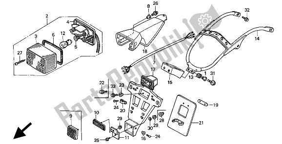 All parts for the Taillight of the Honda XR 250R 1994
