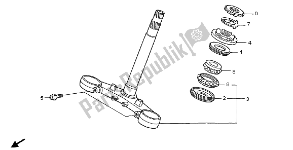 All parts for the Steering Stem of the Honda VFR 800 2009