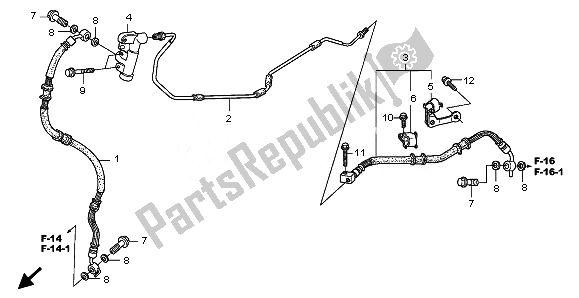 All parts for the Rear Brake Pipe of the Honda FES 125 2008