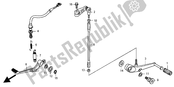 Alle onderdelen voor de Rempedaal & Verander Pedaal van de Honda CBR 600 RA 2012