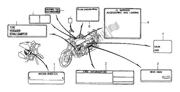 Alle onderdelen voor de Waarschuwingsetiket van de Honda CA 125 1997