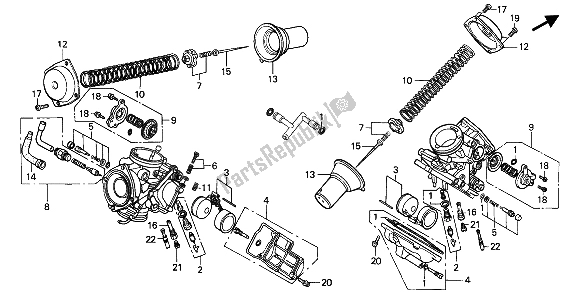 Tutte le parti per il Carburatore (parti Componenti) del Honda VT 1100C 1994