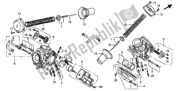 Tutte le parti per il Carburatore (parti Componenti) del Honda VT 1100C 1994