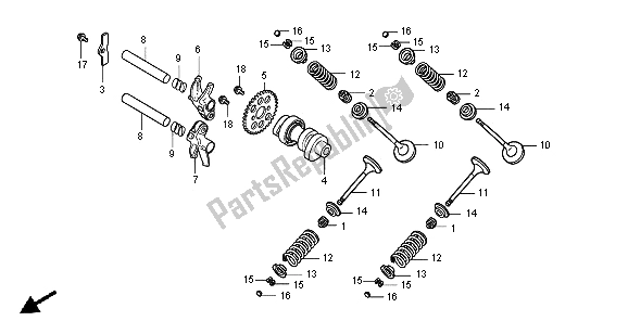 Todas as partes de árvore De Cames E Válvula do Honda SH 300 AR 2008