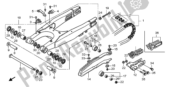 All parts for the Swingarm of the Honda CRF 250R 2011