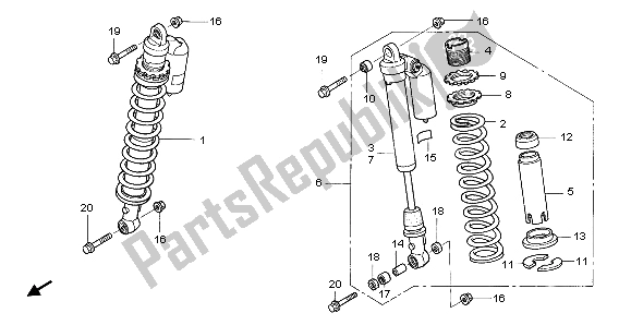 Todas as partes de Almofada Frontal do Honda TRX 450R Sportrax 37 KW TE 30U Australia 2004