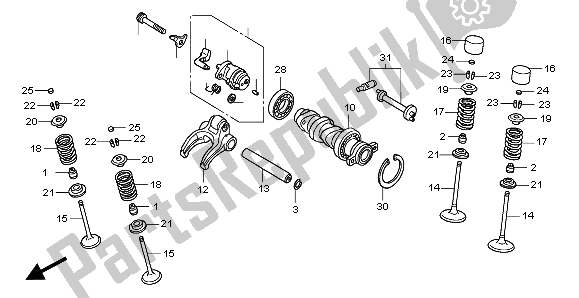 Todas las partes para árbol De Levas Y Válvula de Honda TRX 450 ER Sportrax 2009