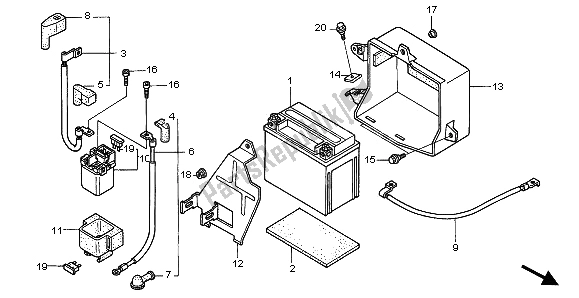 All parts for the Battery of the Honda XL 650V Transalp 2003