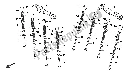 All parts for the Camshaft & Valve (rear) of the Honda VFR 800 2005