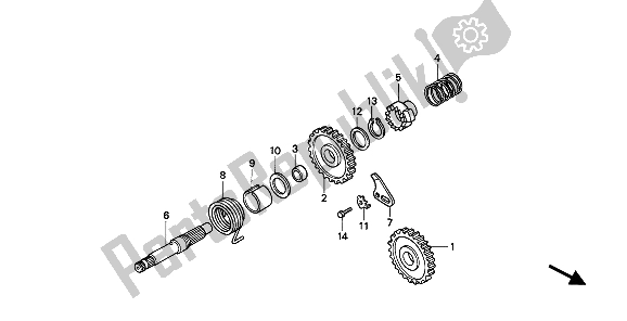 All parts for the Kick Starter Spindle of the Honda CR 80R 1991