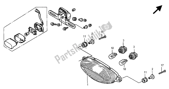 Tutte le parti per il Fanale Posteriore del Honda VTR 1000F 2000