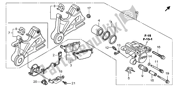 All parts for the Rear Brake Caliper of the Honda CBF 1000 FS 2011
