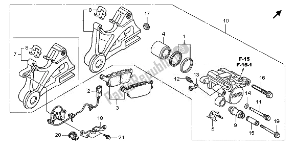 All parts for the Rear Brake Caliper of the Honda CBF 1000 FS 2011