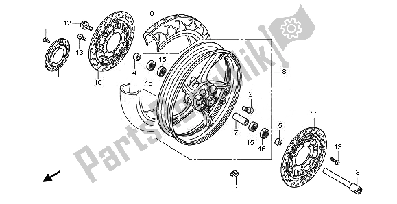 Tutte le parti per il Ruota Anteriore del Honda CB 600F Hornet 2010