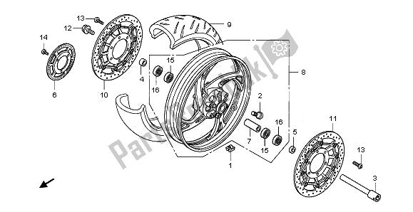All parts for the Front Wheel of the Honda CB 1000 RA 2011