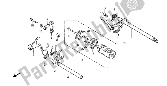 All parts for the Gearshift Drum of the Honda NTV 650 1993