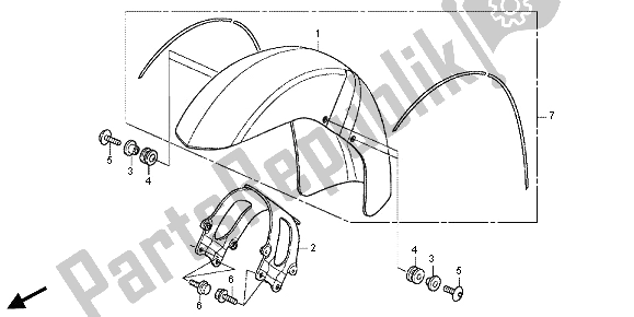 All parts for the Front Fender of the Honda VT 750 CS 2012