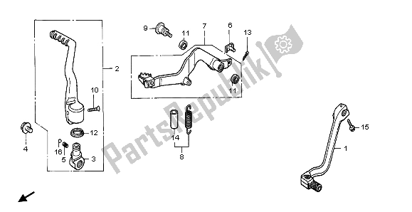 All parts for the Change Pedal & Brake Pedal & Kick Starter Arm of the Honda CR 500R 1997