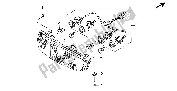 All parts for the Rear Combination Light of the Honda ST 1100A 1999