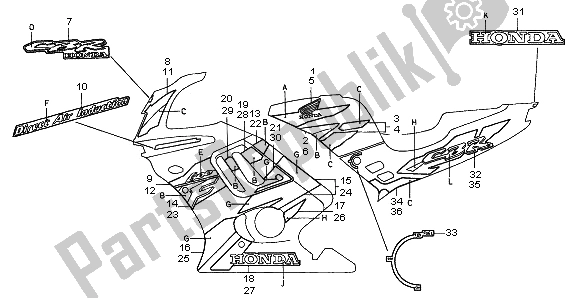 Wszystkie części do Naszywka Honda CBR 600F 1996