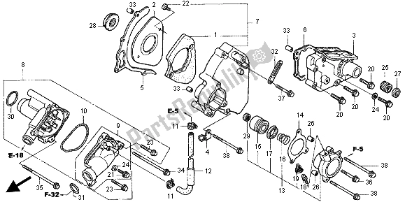 Wszystkie części do Lewa Tylna Pokrywa I Pompa Wodna Honda CB 1300X4 1999