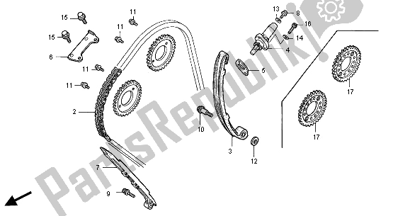 Toutes les pièces pour le Chaîne Et Tendeur De Came du Honda CBR 600F 2001