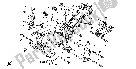 All parts for the Frame Body of the Honda CBF 1000A 2009