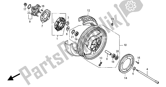 All parts for the Rear Wheel of the Honda ST 1100 2000