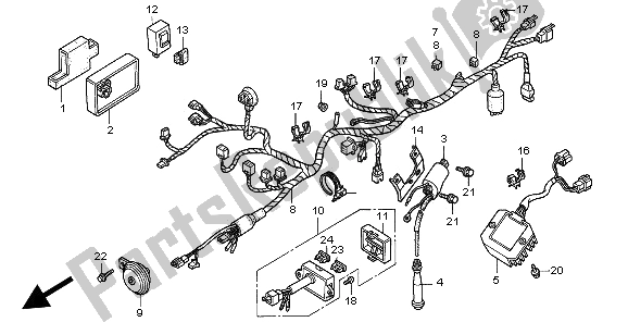 Tutte le parti per il Cablaggio E Bobina Di Accensione del Honda NX 650 1997