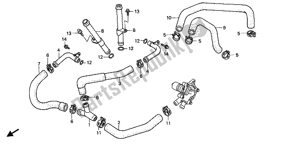 Todas las partes para Tubería De Agua de Honda XL 600V Transalp 1994