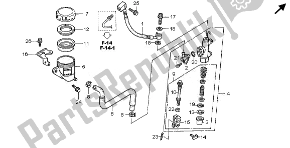 All parts for the Rr. Brake Master Cylinder of the Honda VFR 800 2008