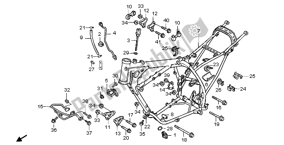 Toutes les pièces pour le Corps De Châssis du Honda XR 600R 1998