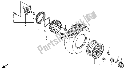 All parts for the Front Wheel of the Honda TRX 400 FA Fourtrax Rancher AT 2006