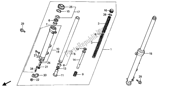 All parts for the Front Fork of the Honda CB 450S 1986