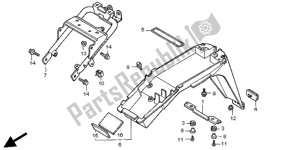 All parts for the Rear Fender of the Honda CLR 125 1999