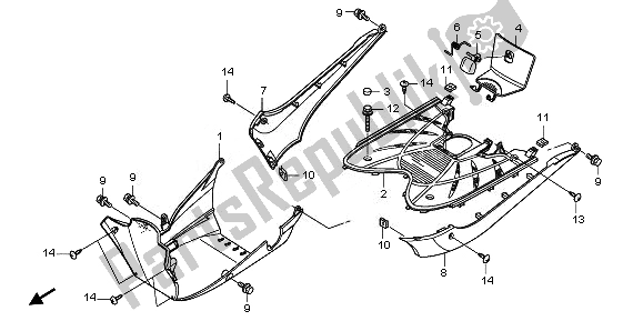 Todas las partes para Peldaño Y Bajo Cubierta de Honda NHX 110 WH 2011