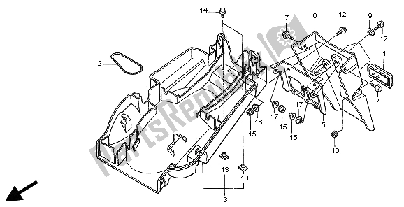 All parts for the Rear Fender of the Honda CB 600F Hornet 1998