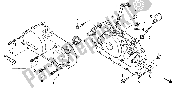 All parts for the Right Crankcase Cover of the Honda VT 750C 2006