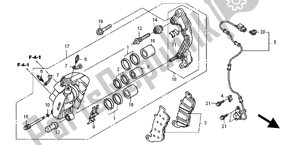 All parts for the Front Brake Caliper of the Honda NC 700 XA 2012