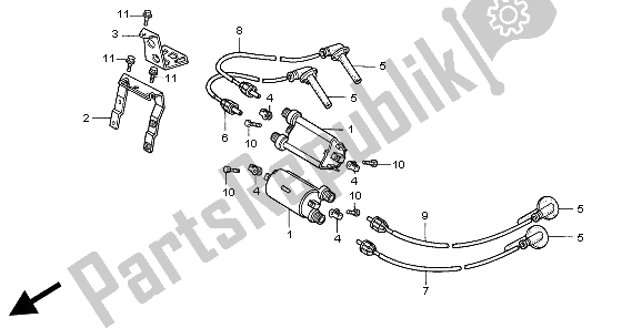 All parts for the Ignition Coil of the Honda ST 1100A 1997