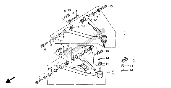 Toutes les pièces pour le Bras Avant du Honda TRX 300 EX Fourtrax 2000