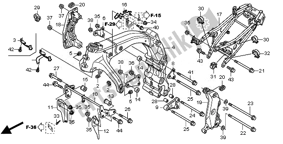 Alle onderdelen voor de Frame Lichaam van de Honda CBR 600F 2011