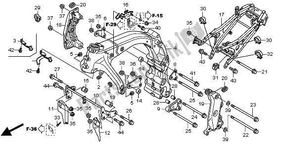 Alle onderdelen voor de Frame Lichaam van de Honda CBR 600F 2011