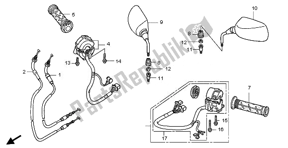 Todas las partes para Interruptor Y Cable Y Espejo de Honda FJS 400 2011