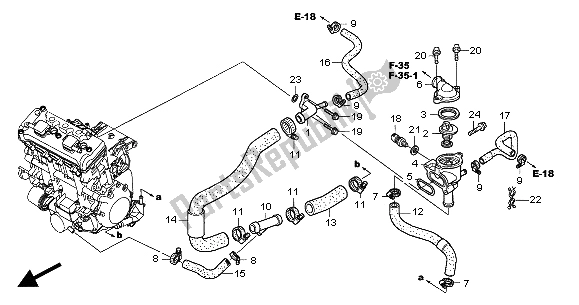 All parts for the Thermostat of the Honda CBR 1000 RR 2004