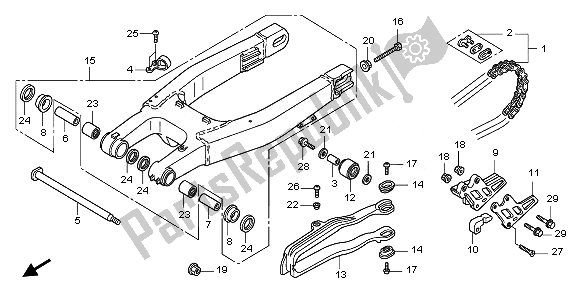 All parts for the Swingarm of the Honda CRF 150R SW 2008