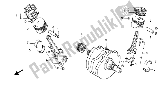 Tutte le parti per il Albero Motore E Pistone del Honda NT 650V 1998