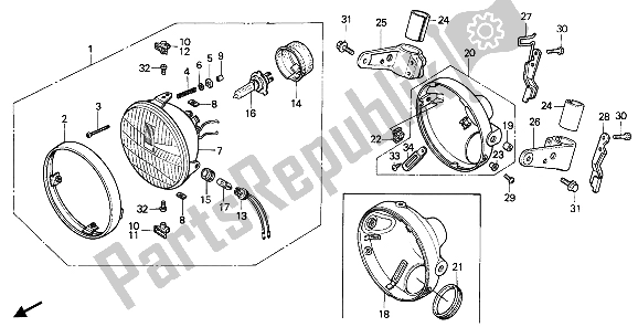 Todas las partes para Faro (eu) de Honda XBR 500S 1988